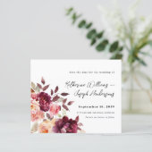 Bouquet Floral Burgundy Wedding Save the Date (Staand voorkant)