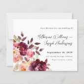 Bouquet Floral Burgundy Wedding Save the Date (Voorkant)