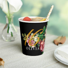 Bouquet Floral Sweet 16 Paper Cups Papieren Bekers