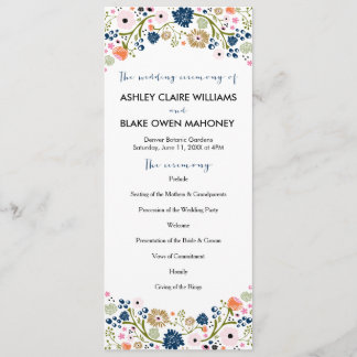 Bouquet Floral Wedding Programme | marine Programmakaart