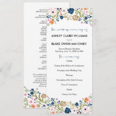 Bouquet Floral Wedding Programme | marine Programmakaart (Voorkant / Achterkant)