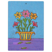  Bouquet Flowers Vase Folk Art Klembord (Achterkant)