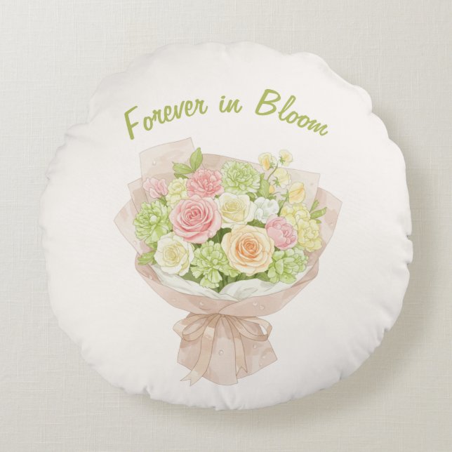  Bouquet　forever in Bloom Rond Kussen (Voorkant)