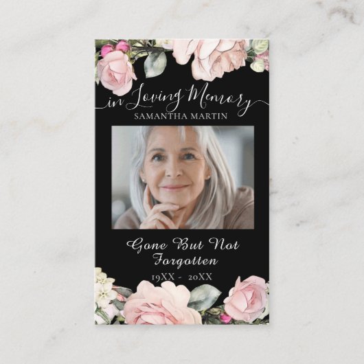 Bouquet Funeral Memorial Prayer Photo Card Visitekaartje (Voorkant)