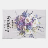  Bouquet | Gepersonaliseerd vogelkalligrafie Theedoek (Horizontaal)