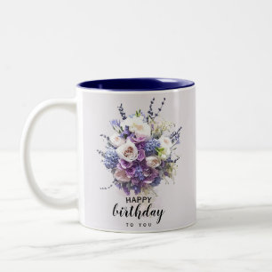 Bouquet Gepersonaliseerd vogelkalligrafie Tweekleurige Koffiemok