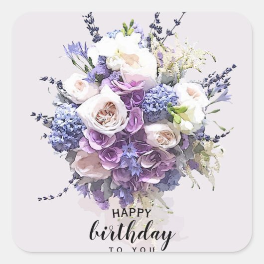 Bouquet | Gepersonaliseerd vogelkalligrafie Vierkante Sticker (Voorkant)