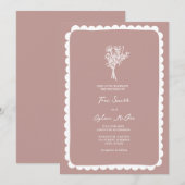 Bouquet geschulpte roze bruiloft kaart (Voorkant / Achterkant)