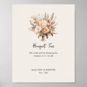 Bouquet gooien neutrale bruiloft receptie informat poster (Voorkant)