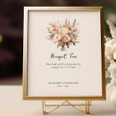 Bouquet gooien neutrale bruiloft receptie informat poster