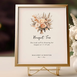 Bouquet gooien neutrale bruiloft receptie informat poster