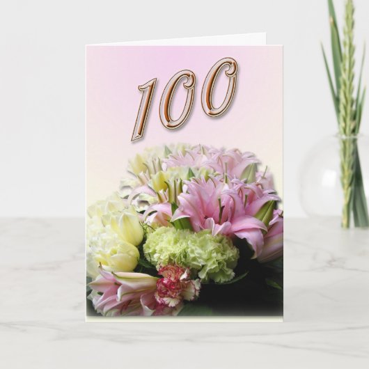 Bouquet Happy 100th Birthday Greeting Card Kaart (Voorkant)