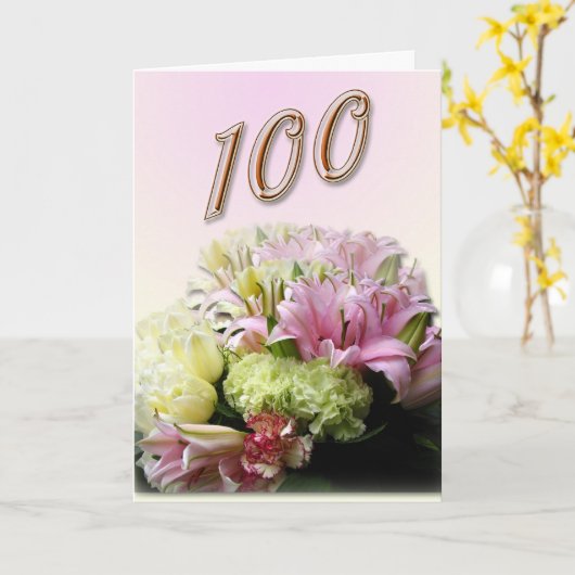 Bouquet Happy 100th Birthday Greeting Card Kaart (Gele Bloem)