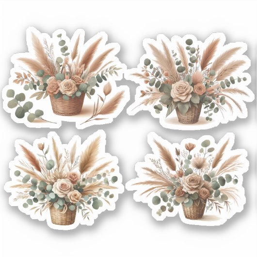 Bouquet in a boho-style basket sticker (Voorkant)