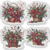 Bouquet in a festive holiday basket sticker (Voorkant)