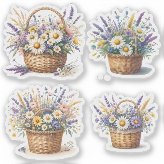 Bouquet in a rustic wicker basket sticker (Voorkant)