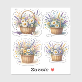 Bouquet in a rustic wicker basket sticker