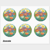 Bouquet in Border I Ronde Sticker (Vel)