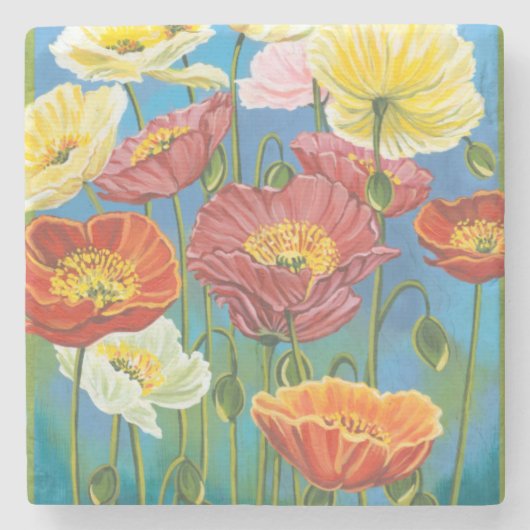 Bouquet in Border I Stenen Onderzetter (Voorkant)