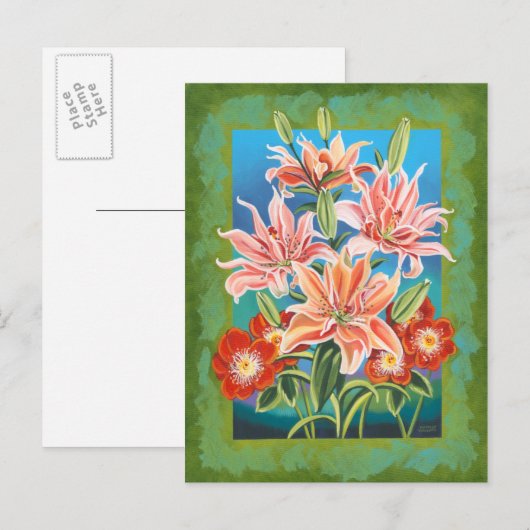 Bouquet in Border II Briefkaart (Voorkant / Achterkant)