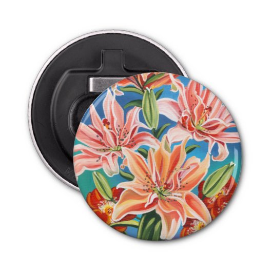 Bouquet in Border II Button Flesopener (Voorkant)