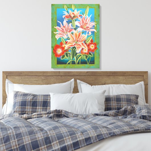 Bouquet in Border II Canvas Afdruk (Insitu (Slaapkamer))