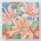 Bouquet in Border II Stenen Onderzetter (Voorkant)