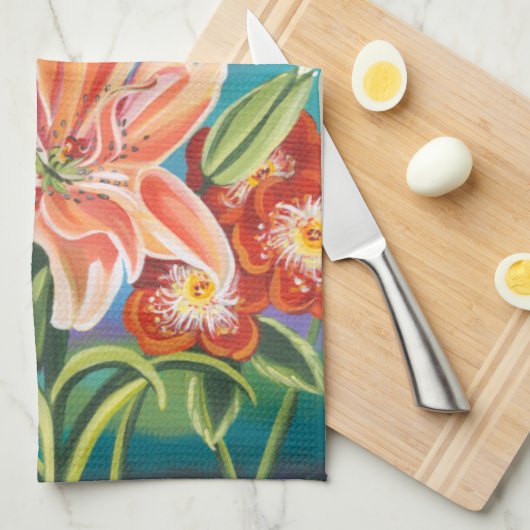 Bouquet in Border II Theedoek (Quarter Fold)