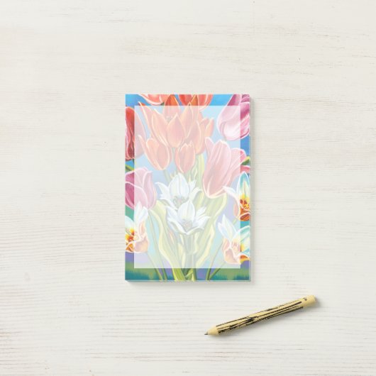 Bouquet in Border III Post-it® Notes (Op bureau)