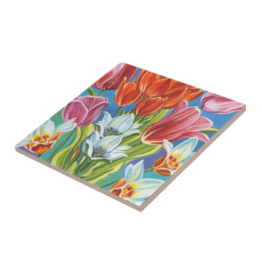 Bouquet in Border III Tegeltje (Zijkant)