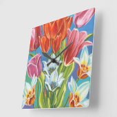 Bouquet in Border III Vierkante Klok (Hoek)