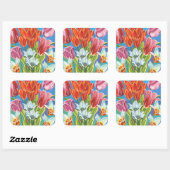Bouquet in Border III Vierkante Sticker (Vel)