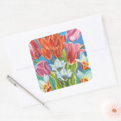 Bouquet in Border III Vierkante Sticker (Envelop)