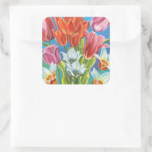 Bouquet in Border III Vierkante Sticker (Tas)