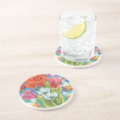 Bouquet in Border III Zandsteen Onderzetter (Zijkant)