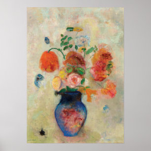 Bouquet in een Blue Vase door Odilon Redon Poster