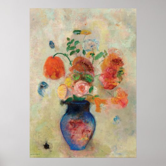 Bouquet in een Blue Vase door Odilon Redon Poster (Voorkant)
