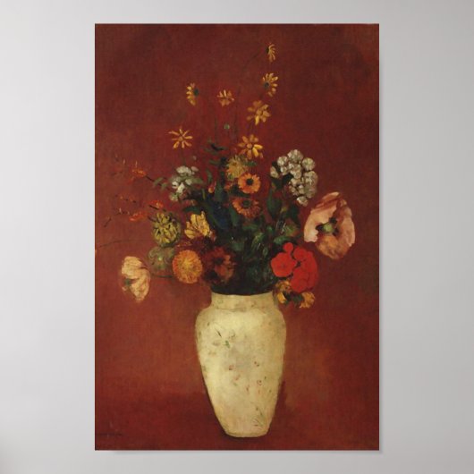 Bouquet in een Chinese Vase, Odilon Redon Fine Art Poster (Voorkant)