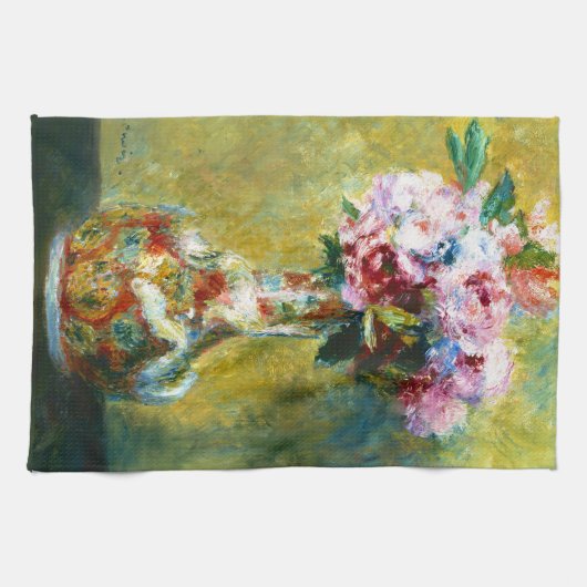 Bouquet in een schilderij van Vase Pierre Auguste  Theedoek (Horizontaal)