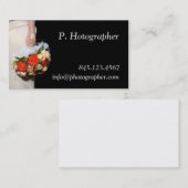 Bouquet in hand met zwart visitekaartje (Voorkant / Achterkant)