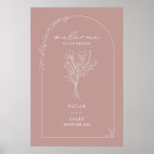 Bouquet Line Art Muted Pink Poster (Voorkant)