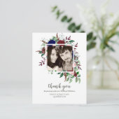 Bouquet Marsala Blue Pink Flowers DANK JE Briefkaart (Staand voorkant)