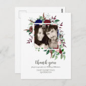 Bouquet Marsala Blue Pink Flowers DANK JE Briefkaart (Voorkant / Achterkant)