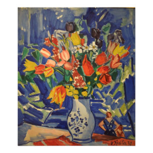  Bouquet met figuren op de achtergrond Foto Afdruk