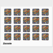 Bouquet met figuren op de achtergrond Vierkante Sticker (Vel)
