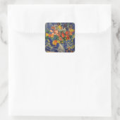 Bouquet met figuren op de achtergrond Vierkante Sticker (Tas)