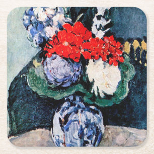 Bouquet met Little Delft, Paul Cezanne Kartonnen Onderzetters