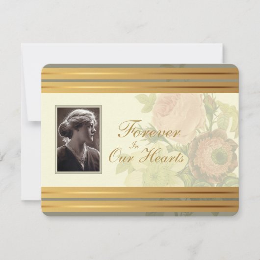  Bouquet met Photo lijst Memorial Service Aankondiging (Voorkant)