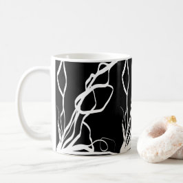 Bouquet Noir: Abstract Zwart & Wit Koffiemok