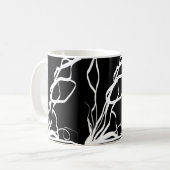 Bouquet Noir: Abstract Zwart & Wit Koffiemok (Voorkant links)